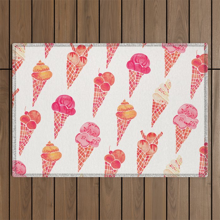 Ice Cream Cones - Pink & Peach Palette Outdoor Rug
