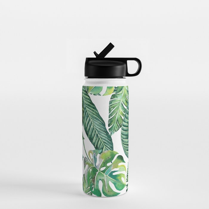 Jungle Leaves, Banana, Monstera #Homestorie Water Bottle