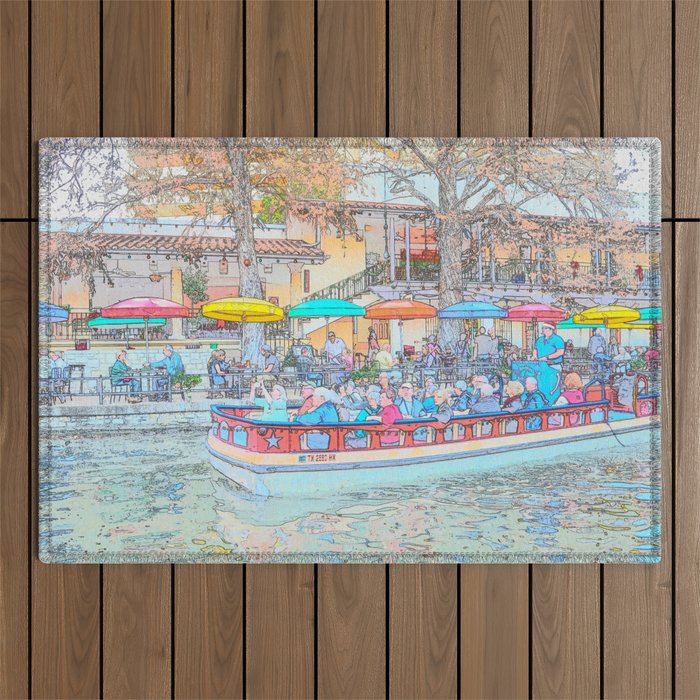 Ride Down The River - San Antonio, Texas Outdoor Rug