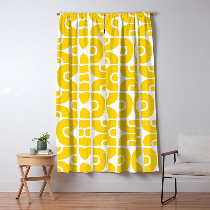 Mid Century Modern Pattern Yellow Window Curtain