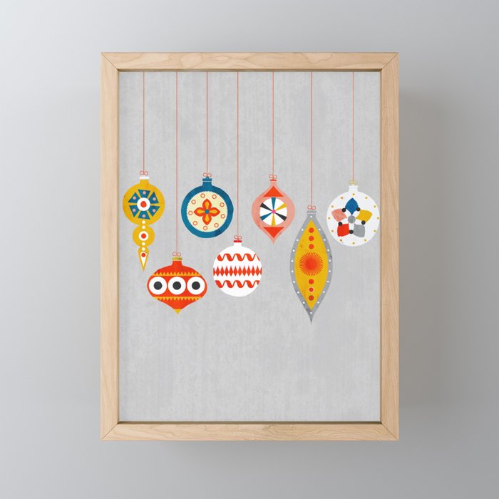 Christmas Retro Baubles No3 Mini Art Print