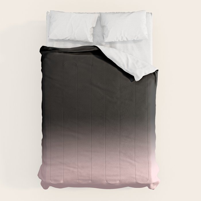 Modern Abstract Elegant Black Blush Pink Gradient Pattern Comforter