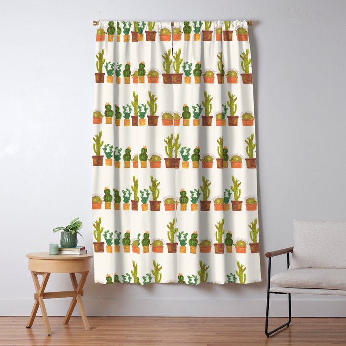 Hedgehog And Cactus (Incognito) Window Curtain