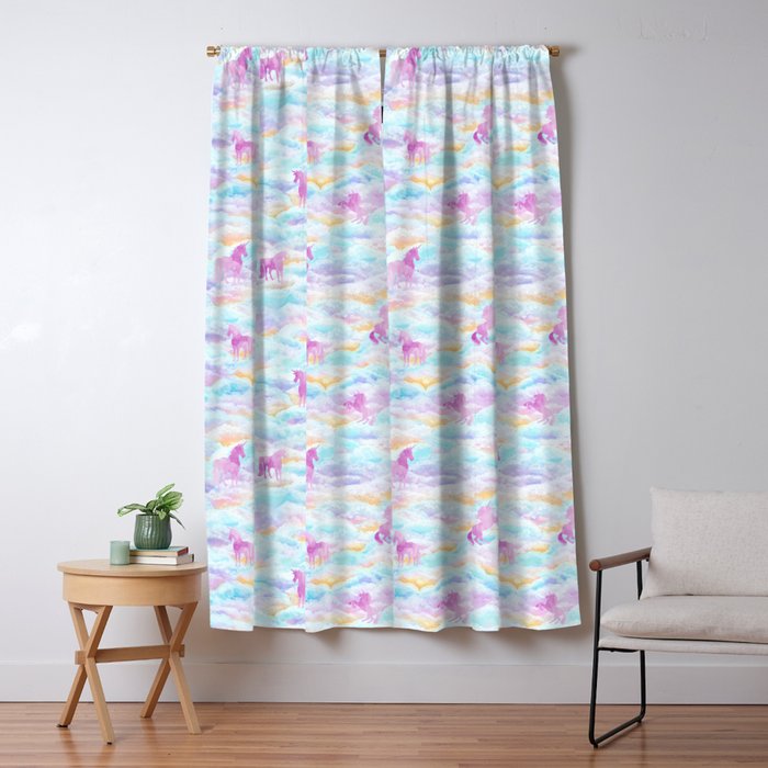 Unicorns Hiding In Clouds Window Curtain