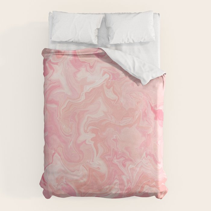 Blush Pink Abstract Watercolor Marble Pattern Duvet Cover