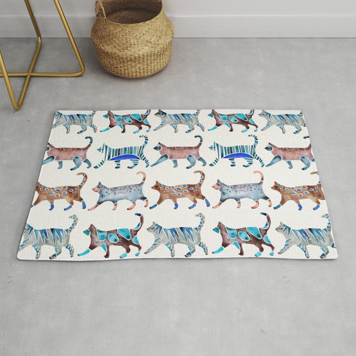 Cat Collection - Blue & Brown Palette Rug