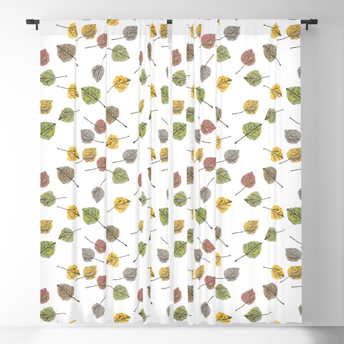 Colorado Aspen Tree Leaves Hand-Painted Watercolors In Golden Autumn Shades On Clear Window Curtain