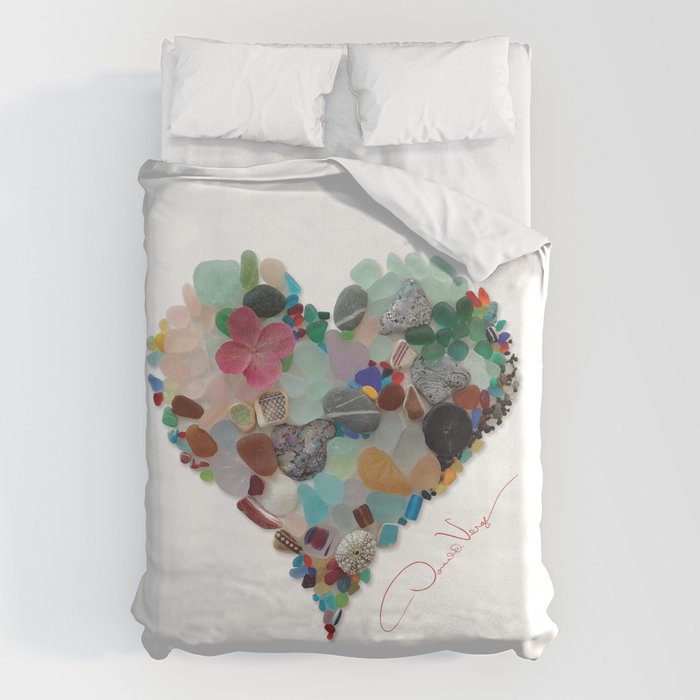 Love -  Sea Glass Heart A Unique Birthday & FatherâS Day Gift Duvet Cover