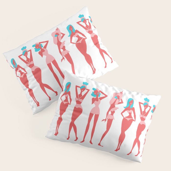 Beach Bombshells - Cyan & Coral Palette Pillow Sham