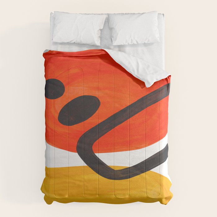 Midcentury Modern Colorful Abstract Pop Art Space Age Fun Bright Orange Yellow Colors Minimalist Comforter