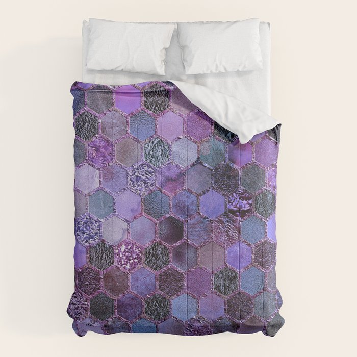 Purple Geometric Hexagonal Elegant & Luxury Pattern Comforter
