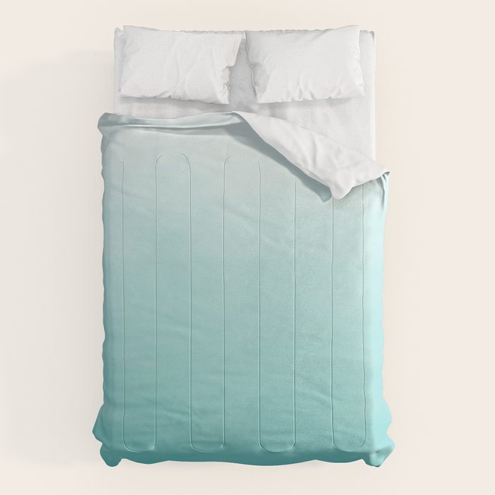 Modern Teal Watercolor Gradient Ombre Brushstrokes Pattern Comforter