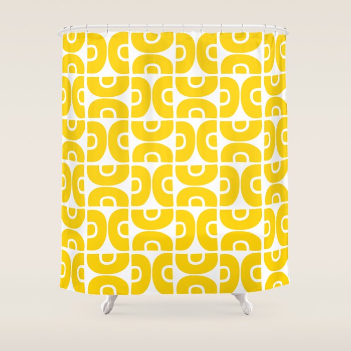 Mid Century Modern Pattern Yellow Shower Curtain