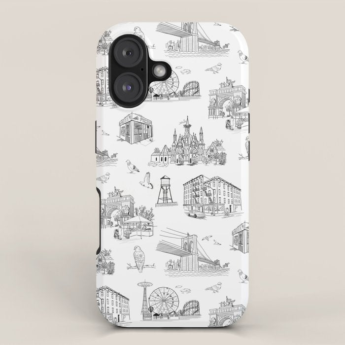 Brooklyn Toile - Black And White Iphone Case