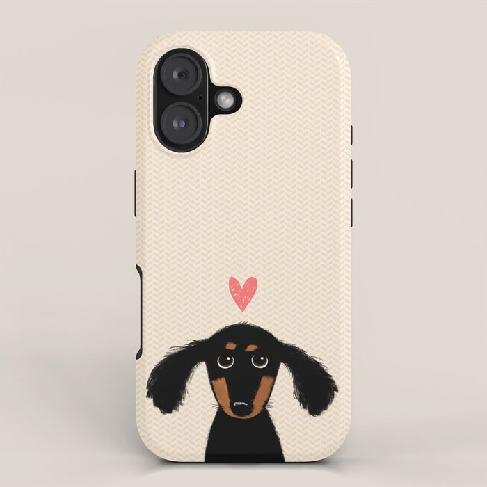 Dachshund Love | Cute Longhaired Black And Tan Wiener Dog Iphone Case