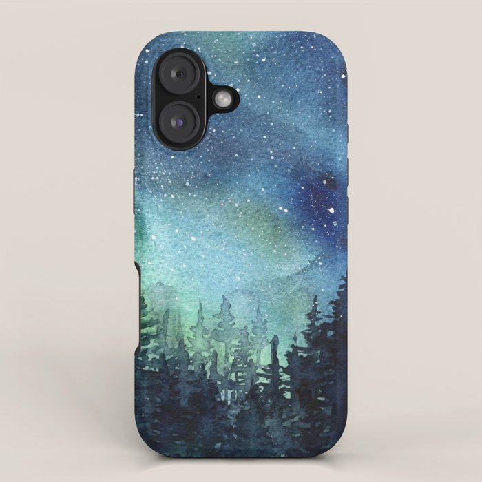 Galaxy Watercolor Aurora Borealis Painting Iphone Case