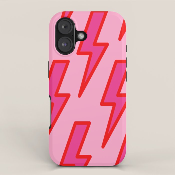 Pink And Red Y2k Lightning Bolt Wallpaper - Preppy Aesthetic Iphone Case