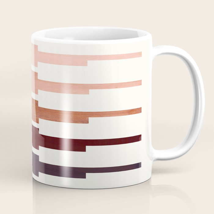 Mid Century Minimalist Ancient Aztec Inca Geometric Pattern Watercolor Raw Umber Colorful Gouache Pa Coffee Mug