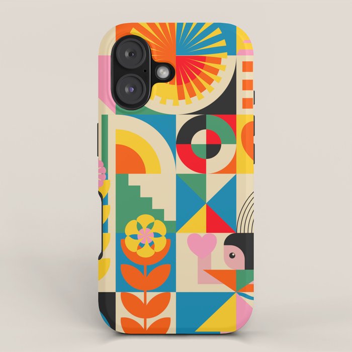 Happy Dancing Girl In Geometric Landscapes Iphone Case
