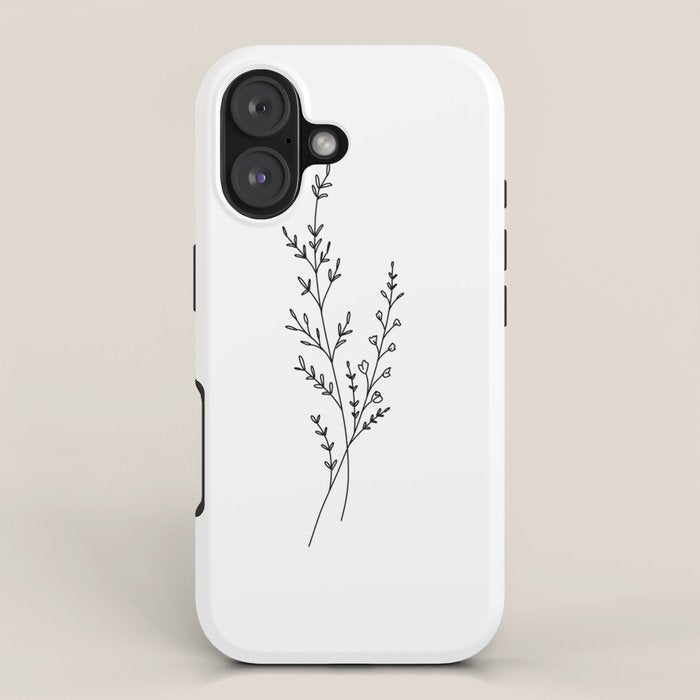 Minimal Wildflower Line Art Branch Iphone Case