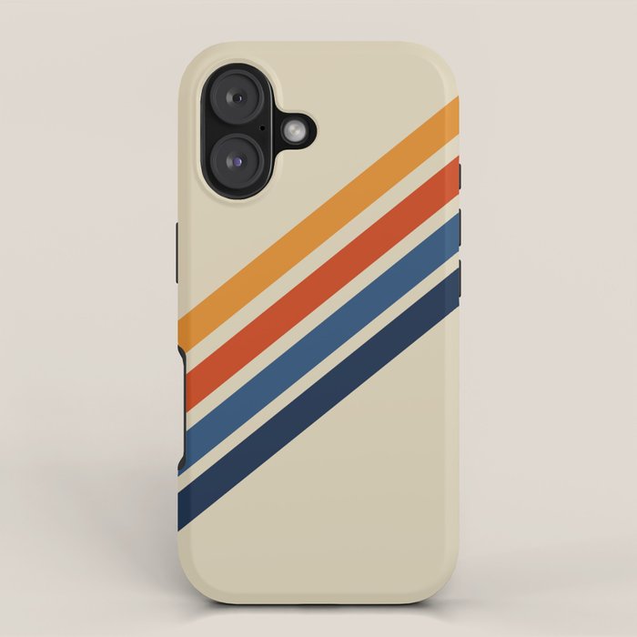 Rainbow 70s 60s Stripe Colorful Rainbow Tan Retro Vintage Iphone Case