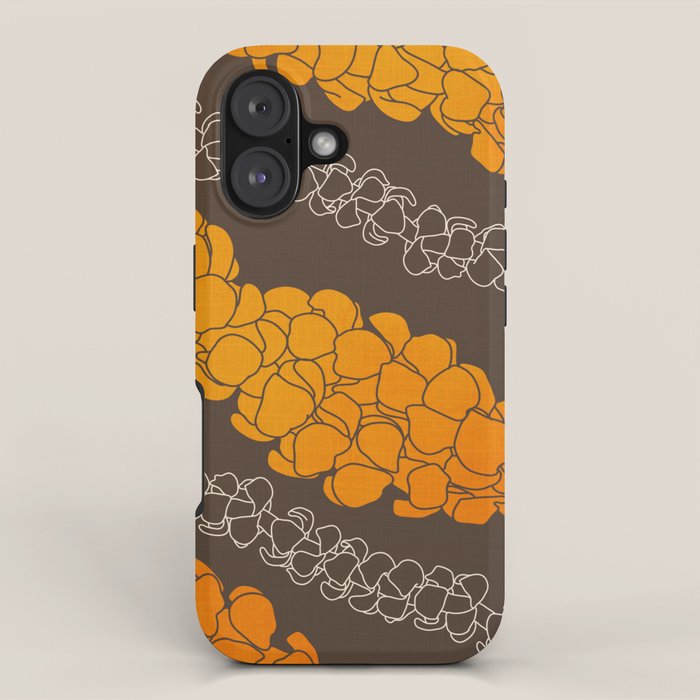 Hawaiian Puakenikeni Lei On Brown Iphone Case