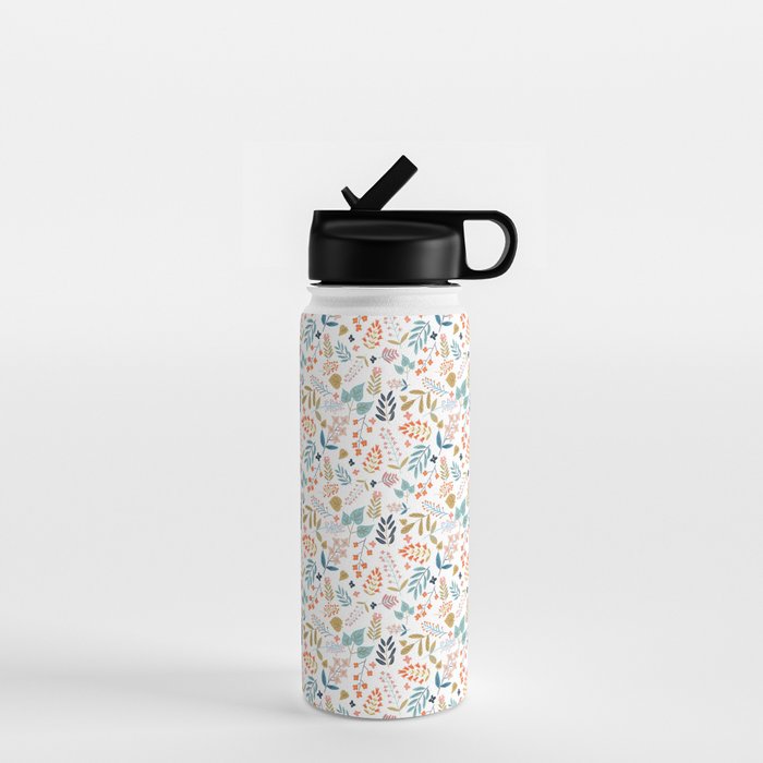 Botanical Harmony | Floral Vintage Plants Colorful Leaves | Autumn Spring Nature Bohemian Chic Water Bottle