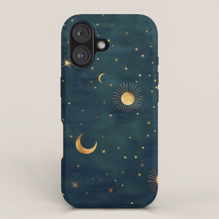 Golden Sun Moon And Stars Radiating The Universes Light Within You Iphone Case