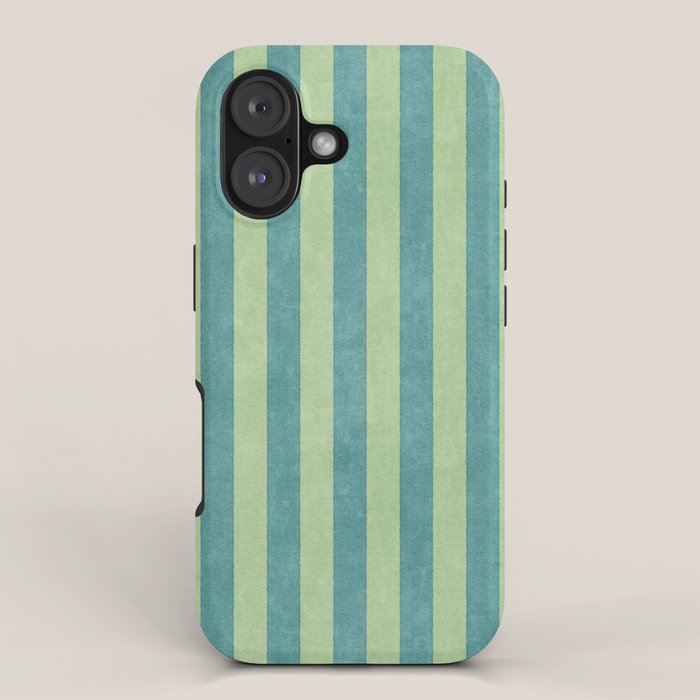 Stripes - 005 - Teal And Green Iphone Case