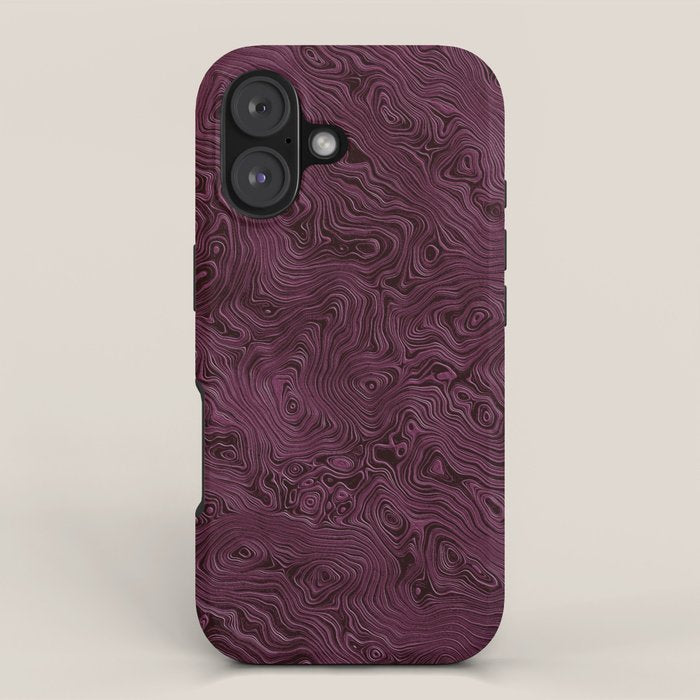 Royal Maroon Silk Moire Pattern Iphone Case