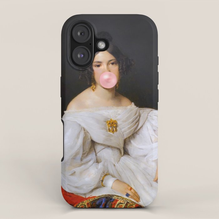 Louise Bubblegum Renaissance Portrait  Eclectic Altered Famous Wall Art Iphone Case