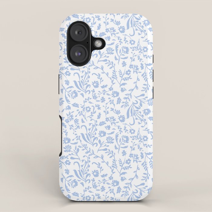 Ditsy Toile Floral Blue And White Iphone Case