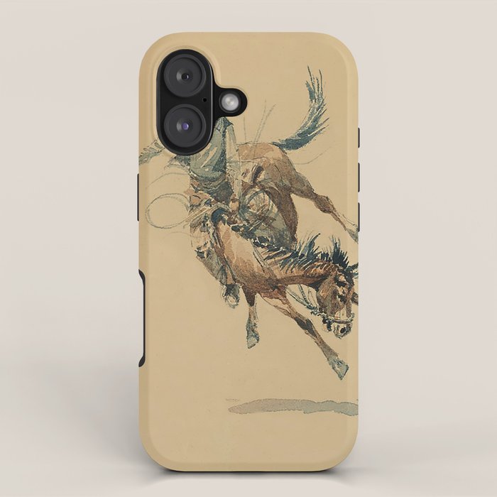 Cowboy On A Bucking Horse 3 By Edward Borein Iphone Case