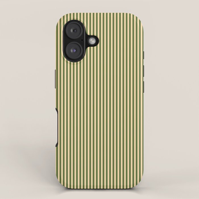 Tan & Dark Olive Green Colored Striped Pattern Iphone Case