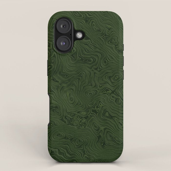 Luxury Moss Green Rippled Moiré Pattern Iphone Case