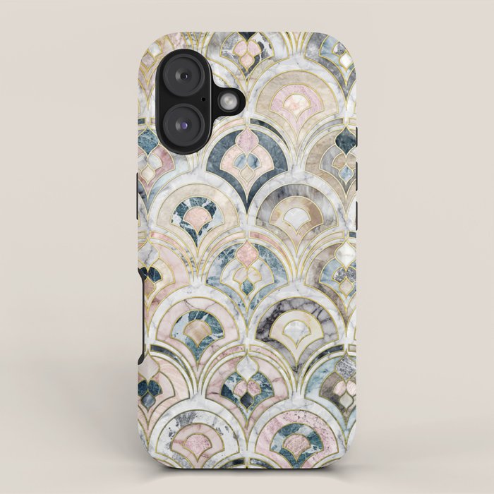Art Deco Marble Tiles In Soft Pastels Iphone Case