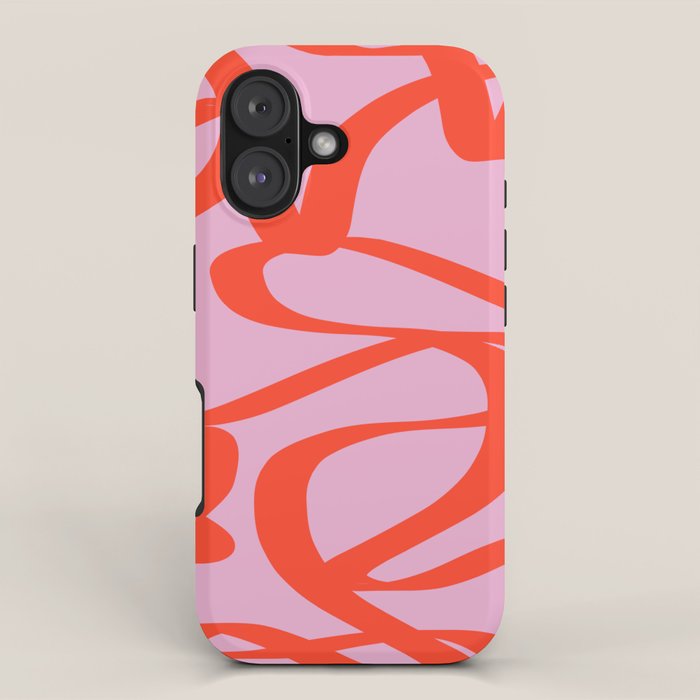 Pink Retro Lines Modern Abstract Brush Shapes Midcentury Line Shapes Vintage Iphone Case