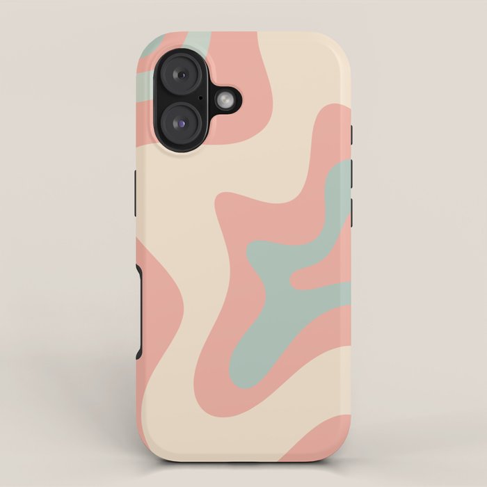 Retro Liquid Swirl Abstract Square Pattern In Pastel Blush Mint Iphone Case