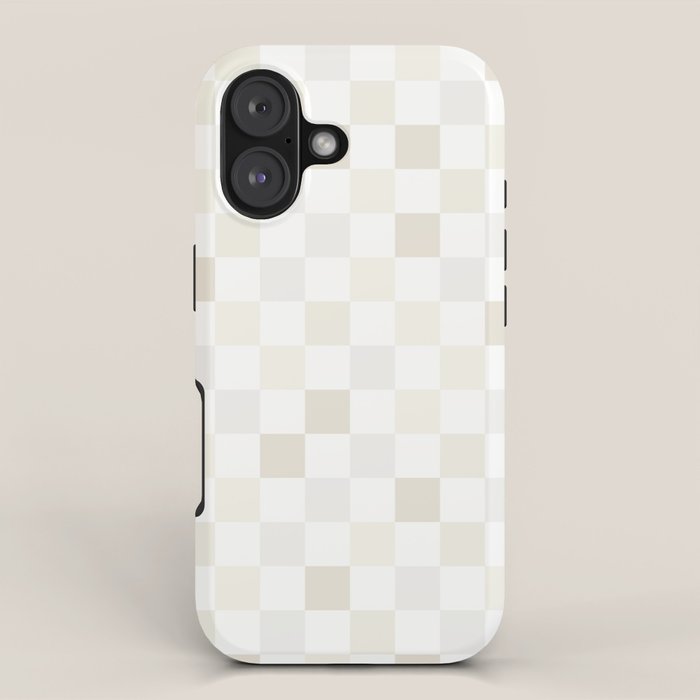 Checkerboard Check Pattern In Pale Light Neutral Beige White Tones Iphone Case