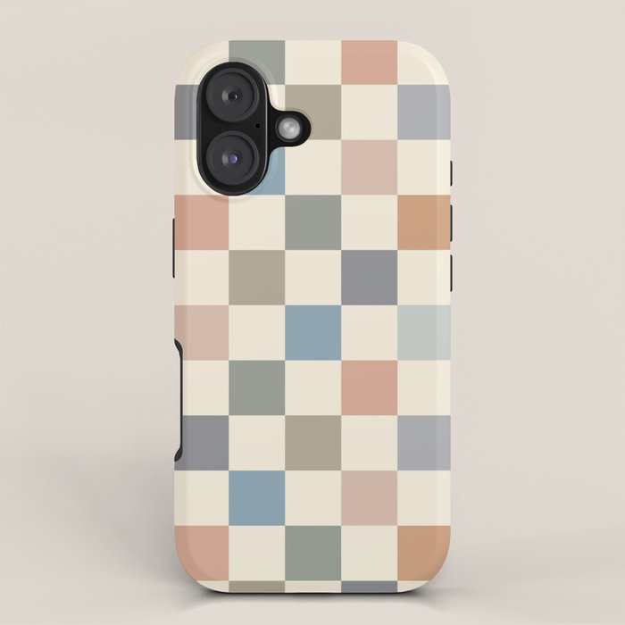 Blue & Beige Neutral Checker Iphone Case