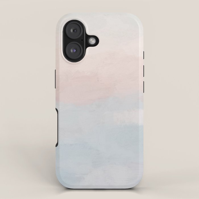Soothing Seas I - Soft Pink And Blue Sunrise Horizon Ocean For Nursery Abstract Coastal Painting Art Iphone Case