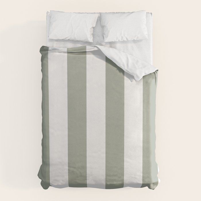 Desert Sage Grey Green Circus Tent Stripe Duvet Cover