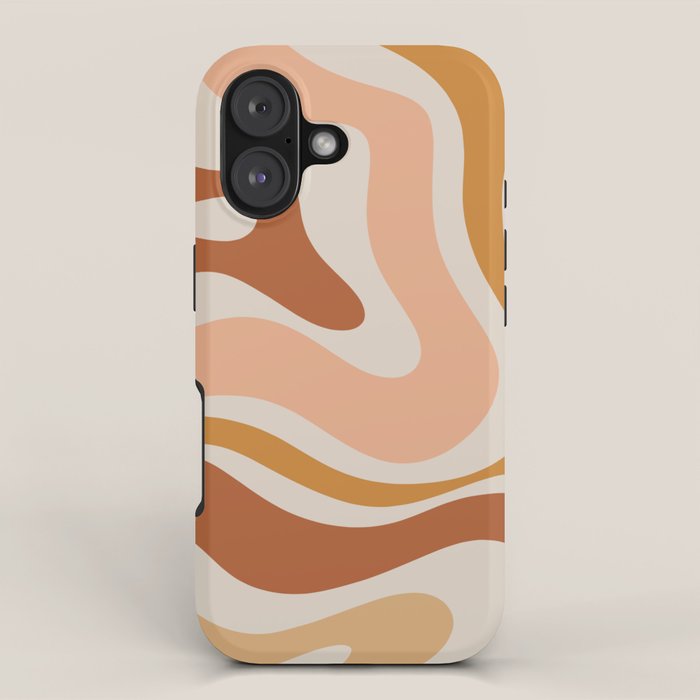 Modern Retro Liquid Swirl Abstract Square In Terracotta Earth Tones Iphone Case