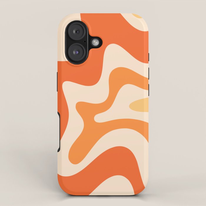 Retro Liquid Swirl Abstract Pattern Square Tangerine Orange Tones Iphone Case