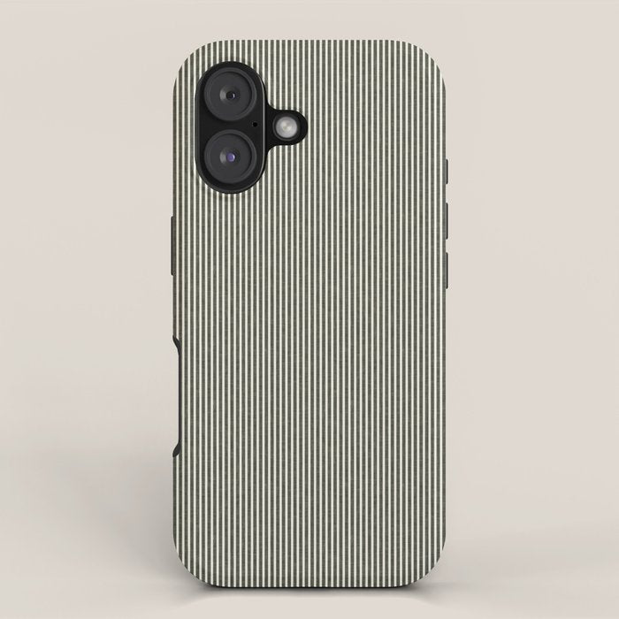 Linen Textured Stripes - Olive Green Iphone Case