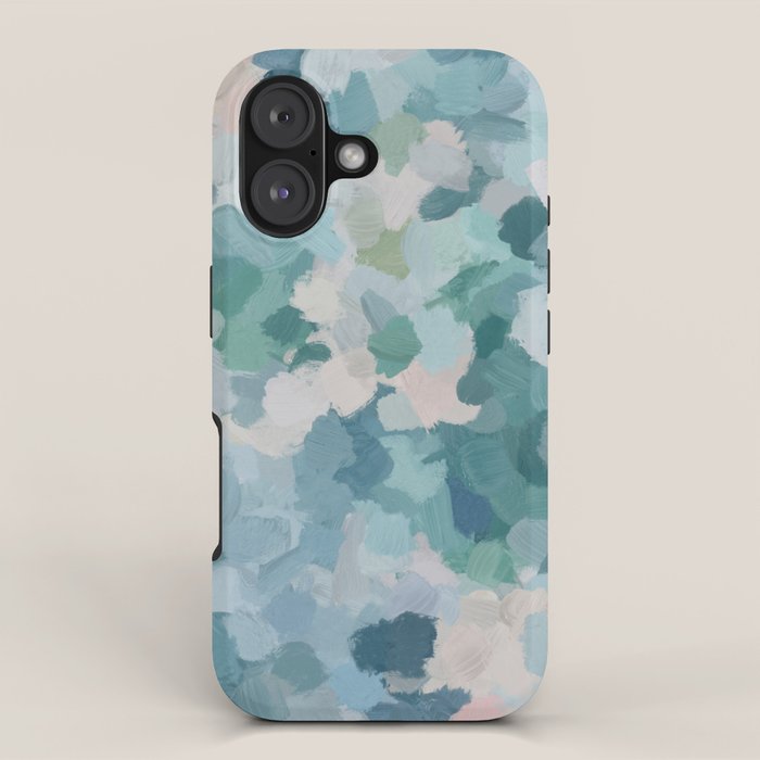 Flowers In The Wind Ii - Mint Green Sky Blue Teal Blush Pink Abstract Nature Nature Painting Art Iphone Case