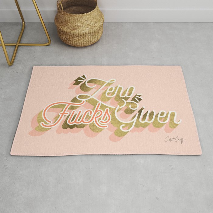 Zero F*Cks Given - Blush & Gold Palette Rug