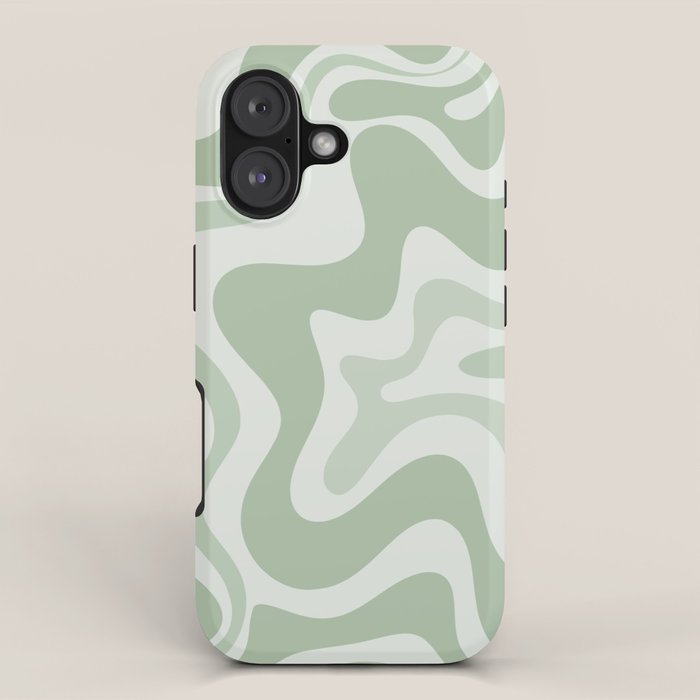 Retro Liquid Swirl Abstract Pattern Sage Iphone Case
