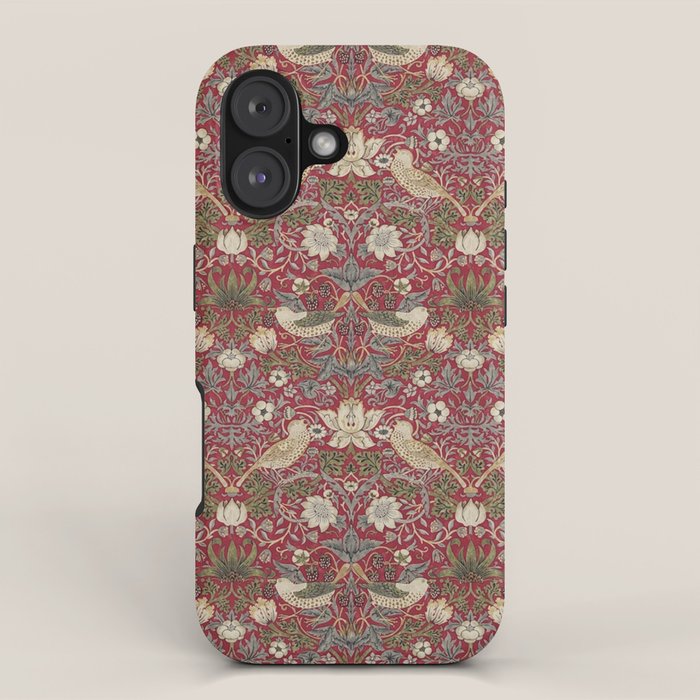 William Morris Strawberry Thief Crimson Red Iphone Case