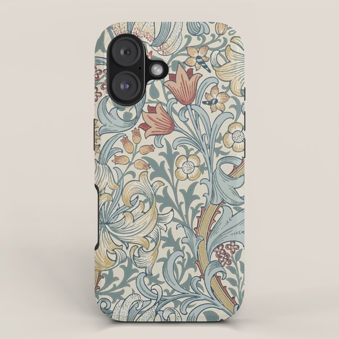 William Morris Vintage Golden Lily Soft Slate & Manilla Iphone Case